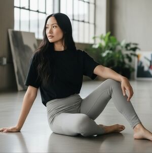 Nux One By One Mineral Wash Full Length Leggings - Gray/Light Khaki - Size Small